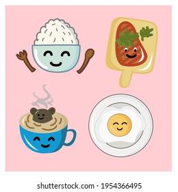 Food illustration with cute smile