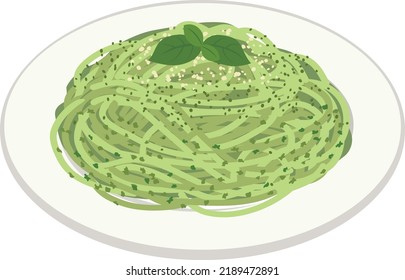 food illustration Genovese spaghetti (pasta)