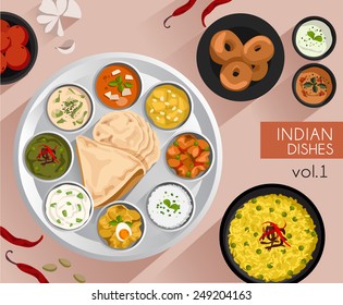 Food Illustration : Indian food :Vector Illustration