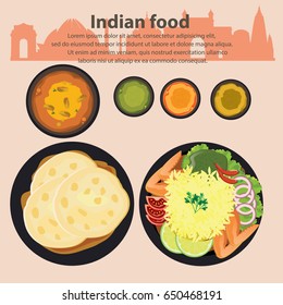 Food Illustration : Indian food :Vector Illustration.