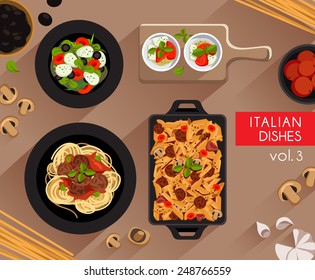 Food Illustration : Italian food :Vector Illustration