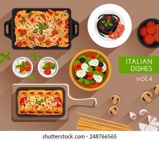 Food Illustration : Italian food :Vector Illustration