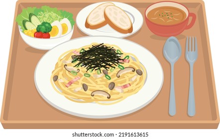 food illustration
Japanese style spaghetti (pasta) lunch set