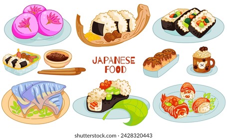 Food Illustration. Japanese food. Vector Illustration