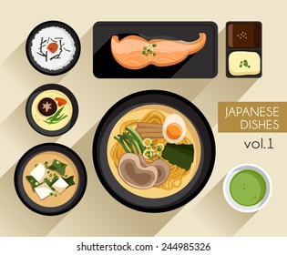 Ilustración de alimentos : Comida japonesa :Ilustración vectorial