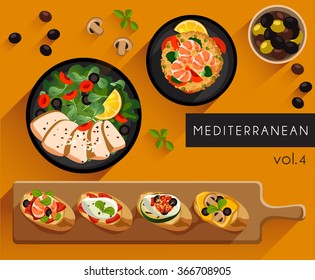 Food Illustration : Mediterranean Food :Vector Illustration