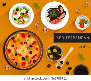 Food Illustration : Mediterranean Food :Vector Illustration