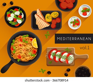 Food Illustration : Mediterranean food :Vector Illustration