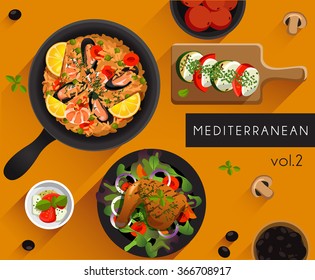 Food Illustration : Mediterranean food :Vector Illustration