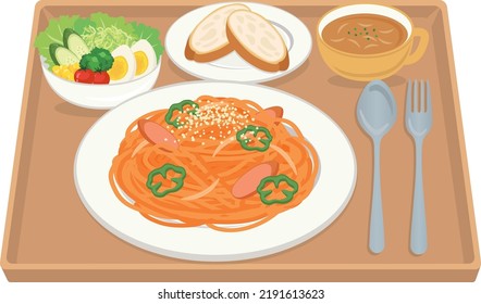 food illustration
Neapolitan spaghetti (pasta)
lunch set