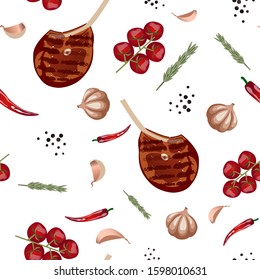 Food illustration pattern seamless. Eps 10.