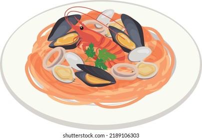 food illustration
Pescatora spaghetti (pasta)