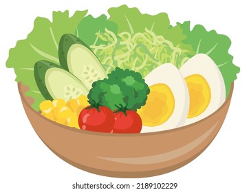 Lebensmittelillustration
Salat mit gekochtem Ei