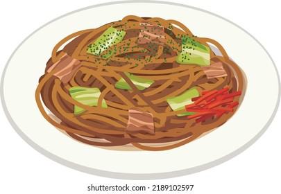 food illustration
Sauce flavored yakisoba