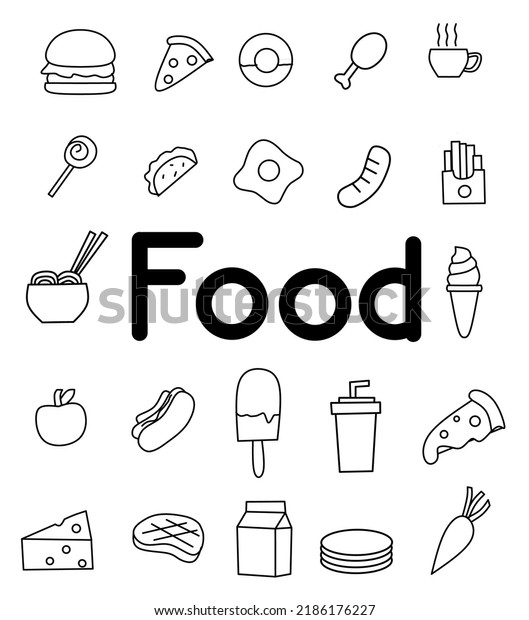 Food Illustration Sketch On White Background Stock Vector (Royalty Free ...