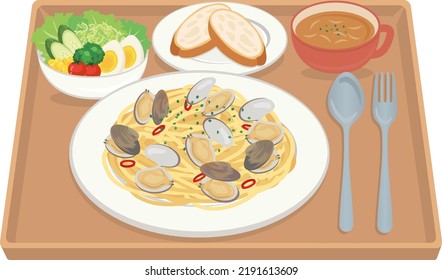 Lebensmittelillustration
Spaghetti Alle Vongole Bianco (Nudeln)
Mittagessen