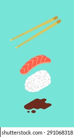 Food illustration - sushi with salmon. Modern 3d flat design isometric concept.
