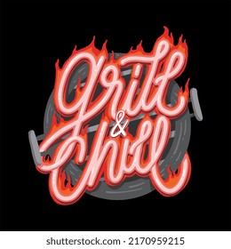 Food illustration vector Grill and Chill