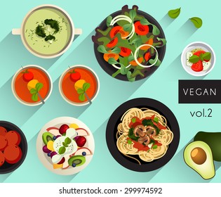 Food Illustration : Vegan Food : Vector Illustration