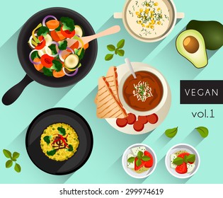 Food Illustration : Vegan food : Vector Illustration