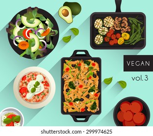 Food Illustration : Vegan food : Vector Illustration