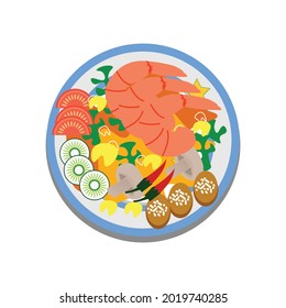 Food Illustration : Vietnamese Cuisine : Vector Illustration with plate