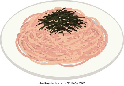 food illustrationCod roe spaghetti, mentaiko spaghetti (pasta)