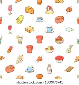 Food images. Background for printing, design, web. Seamless. Colored.