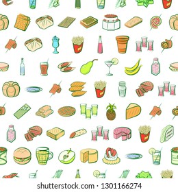 Food images. Background for printing, design, web. Seamless. Colored.