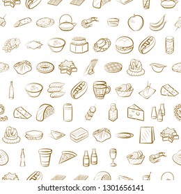 Food images. Background for printing, design, web. Seamless. Binary color.
