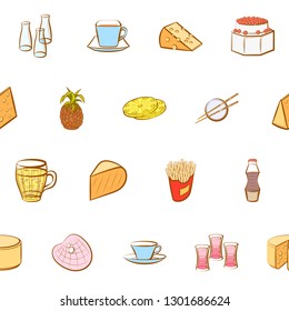 Food images. Background for printing, design, web. Seamless. Colored.