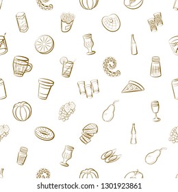 Food images. Background for printing, design, web. Seamless. Binary color.