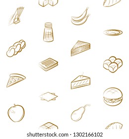 Food images. Background for printing, design, web. Seamless. Binary color.