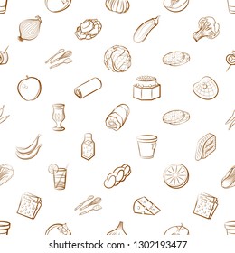Food images. Background for printing, design, web. Seamless. Binary color.