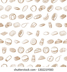 Food images. Background for printing, design, web. Seamless. Binary color.