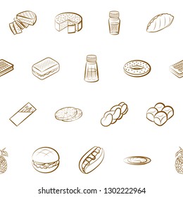 Food images. Background for printing, design, web. Seamless. Binary color.