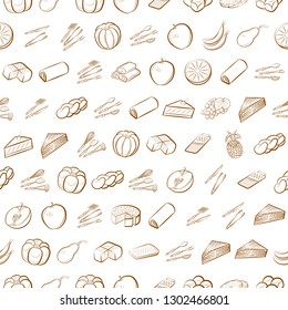 Food images. Background for printing, design, web. Seamless. Binary color.