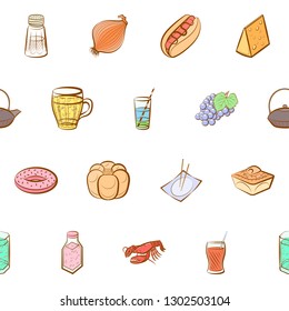Food images. Background for printing, design, web. Seamless. Colored.