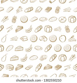 Food images. Background for printing, design, web. Seamless. Binary color.