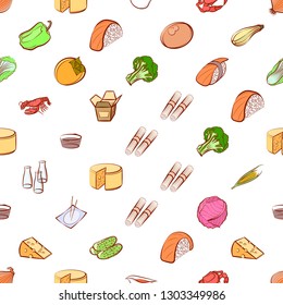 Food images. Background for printing, design, web. Seamless. Colored.