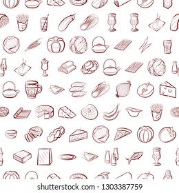 Food images. Background for printing, design, web. Seamless. Binary color.