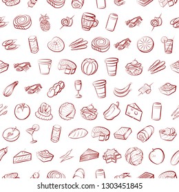 Food images. Background for printing, design, web. Seamless. Binary color.