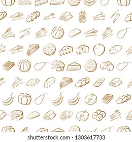 Food images. Background for printing, design, web. Seamless. Binary color.