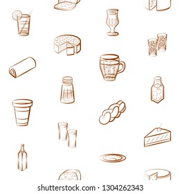 Food images. Background for printing, design, web. Seamless. Binary color.