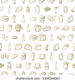 Food images. Background for printing, design, web. Seamless. Binary color.