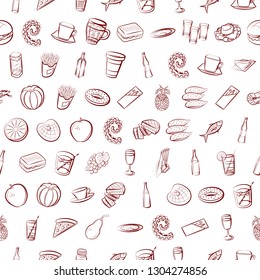 Food images. Background for printing, design, web. Seamless. Binary color.