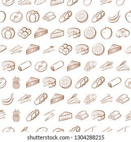 Food images. Background for printing, design, web. Seamless. Binary color.