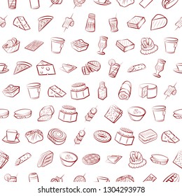 Food images. Background for printing, design, web. Seamless. Binary color.