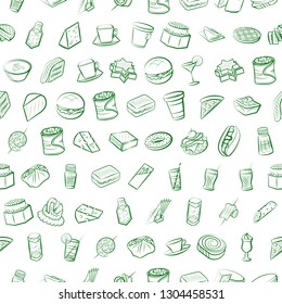 Food images. Background for printing, design, web. Seamless. Binary color.