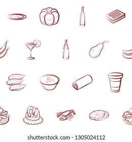 Food images. Background for printing, design, web. Seamless. Binary color.